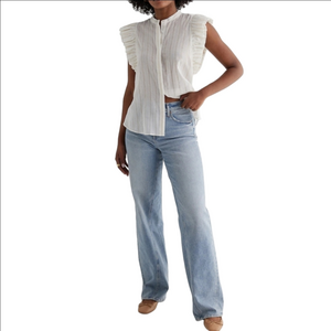 Express White Ruffle Sleeve Top